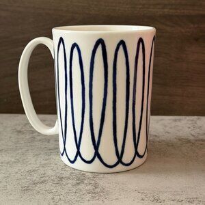 Kate Spade Charlotte Street West by Lenox Porcelain Blue Swirl 4.25" Mug 12oz